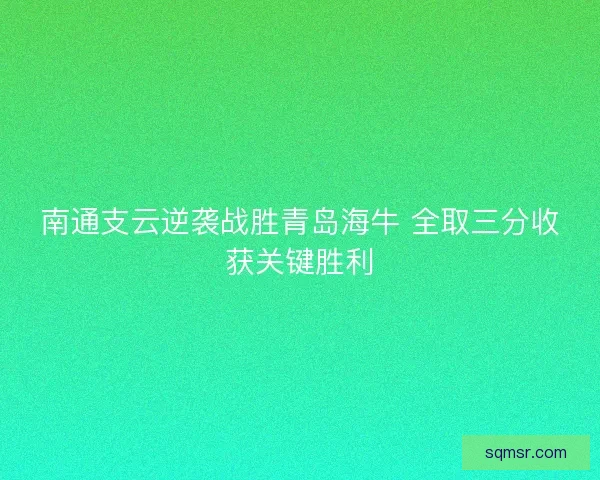 南通支云逆袭战胜青岛海牛 全取三分收获关键胜利